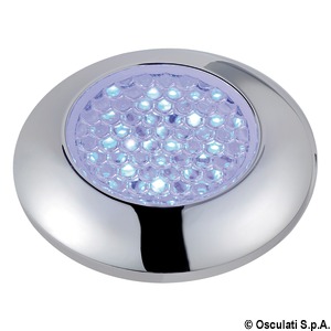 Watertight chromed ceiling light, blue LED light